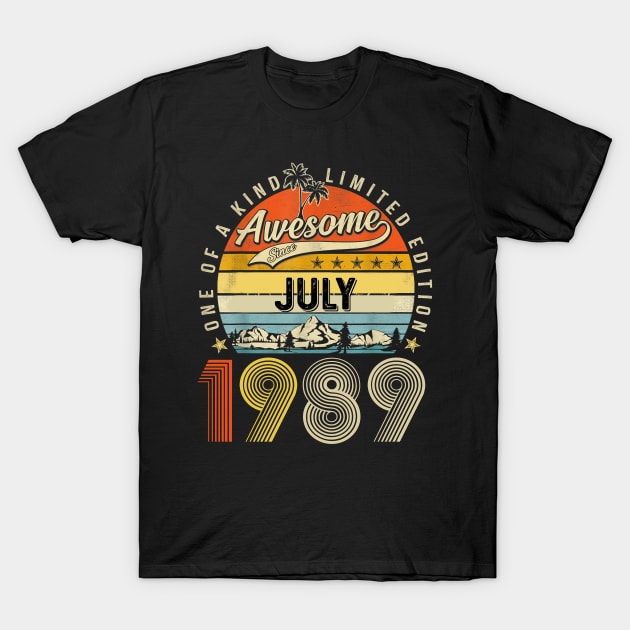 Awesome Since July 1989 Vintage 34th Birthday T-Shirt by louismcfarland